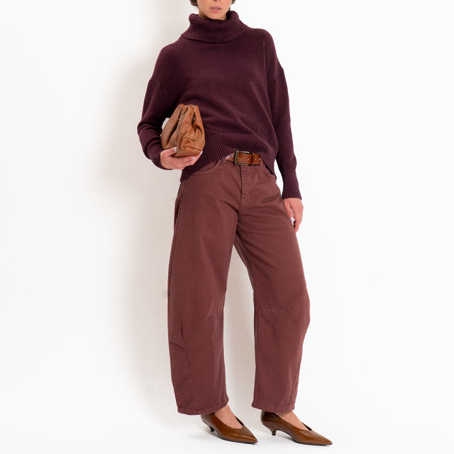 Zeroassoluto-Pantalone LIBY barrel drill cotone - dusty rose