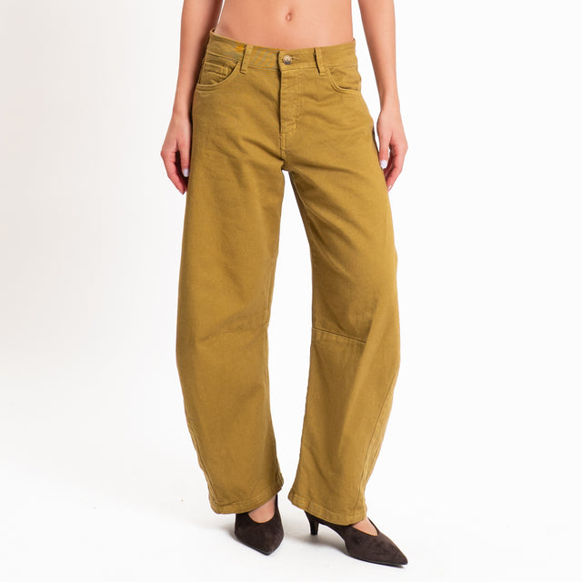 Zeroassoluto-Pantalone LIBY barrel drill cotone - olive