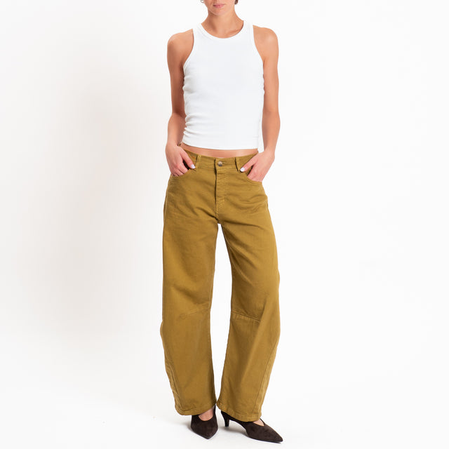 Zeroassoluto-Pantalone LIBY barrel drill cotone - olive