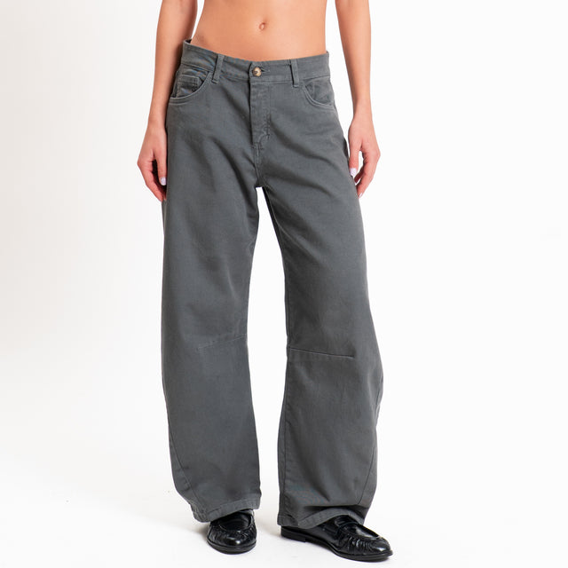 Zeroassoluto-Pantalone LIBY barrel drill cotone - piombo