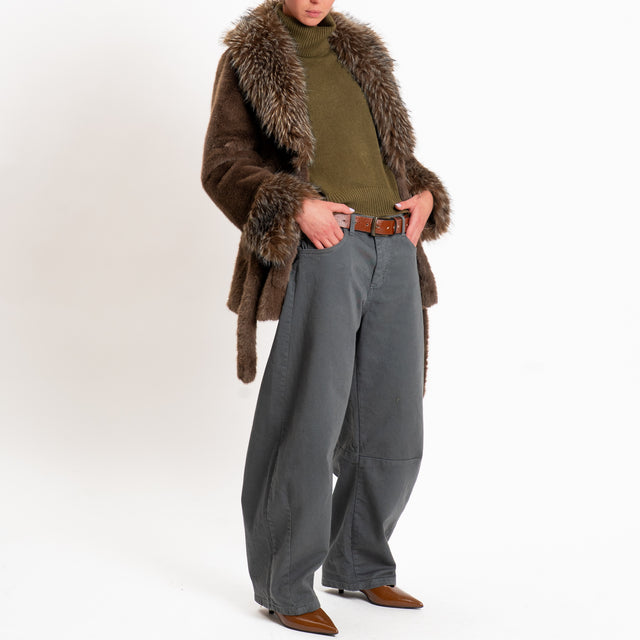 Zeroassoluto-Pantalone LIBY barrel drill cotone - piombo