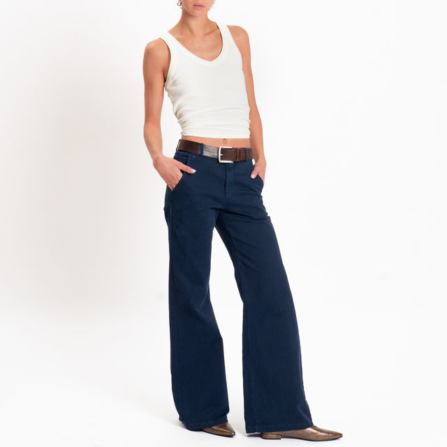 Zeroassoluto-Pantalone LILLY palazzo cotone elasti - blu
