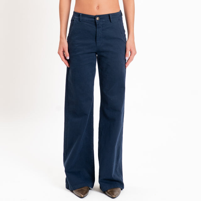 Zeroassoluto-Pantalone LILLY palazzo cotone elasti - blu