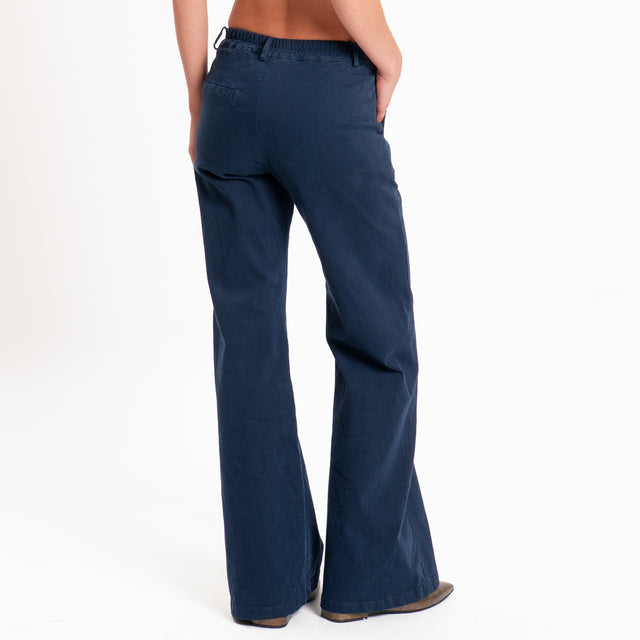 Zeroassoluto-Pantalone LILLY palazzo cotone elasti - blu