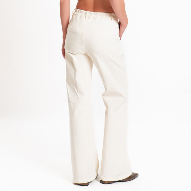 Zeroassoluto-Pantalone LILLY palazzo cotone elasti - burro