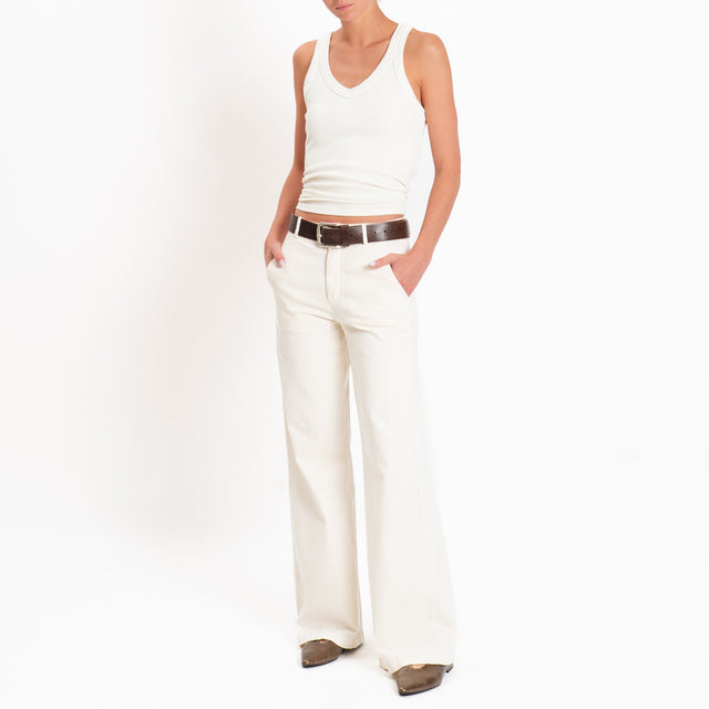 Zeroassoluto-Pantalone LILLY palazzo cotone elasti - burro