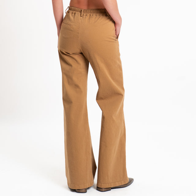 Zeroassoluto-Pantalone LILLY palazzo cotone elasti - caramel