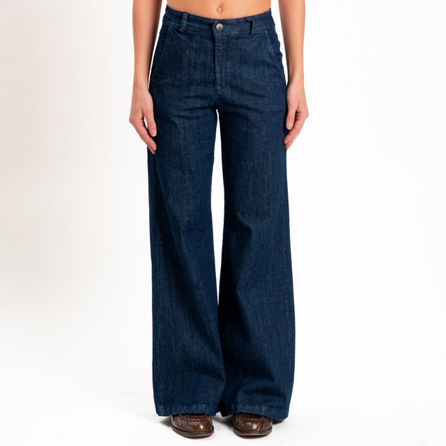 Zeroassoluto-Pantalone LILLY palazzo tela jeans - denim