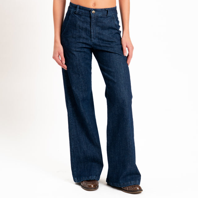 Zeroassoluto-Pantalone LILLY palazzo tela jeans - denim