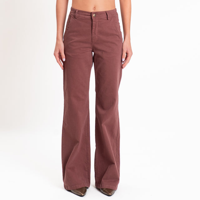 Zeroassoluto-Pantalone LILLY palazzo cotone elasti - dusty rose