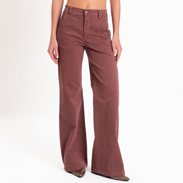Zeroassoluto-Pantalone LILLY palazzo cotone elasti - dusty rose