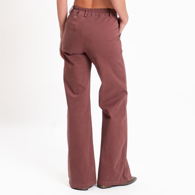 Zeroassoluto-Pantalone LILLY palazzo cotone elasti - dusty rose