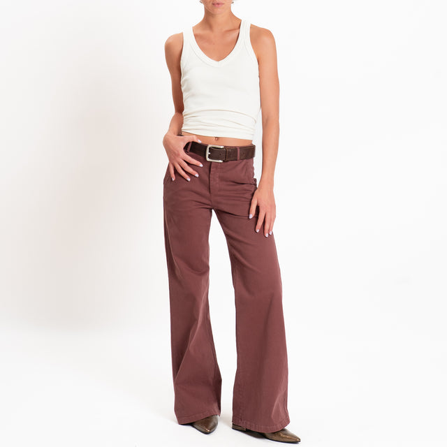 Zeroassoluto-Pantalone LILLY palazzo cotone elasti - dusty rose