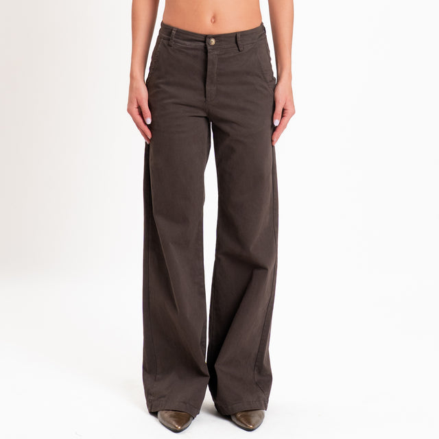 Zeroassoluto-Pantalone LILLY palazzo cotone elasti - moro