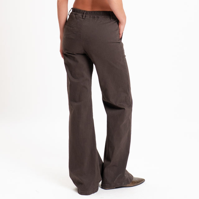 Zeroassoluto-Pantalone LILLY palazzo cotone elasti - moro