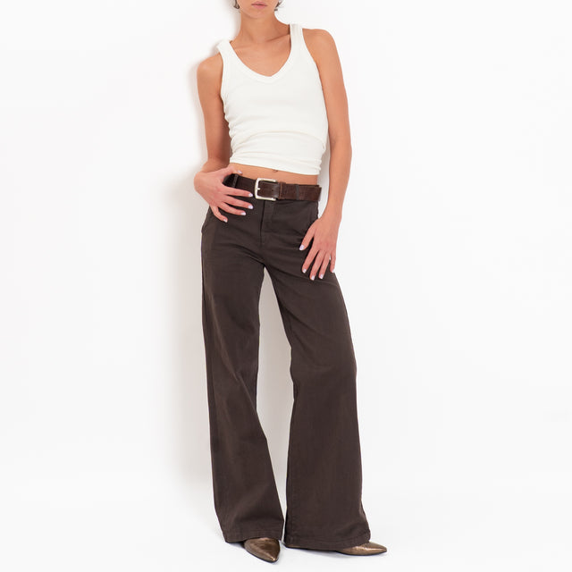 Zeroassoluto-Pantalone LILLY palazzo cotone elasti - moro