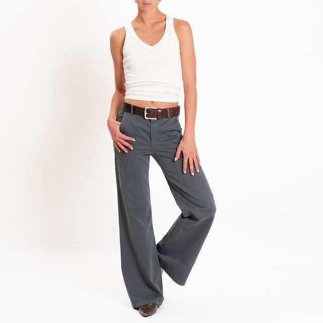 Zeroassoluto-Pantalone LILLY palazzo cotone elasti - piombo