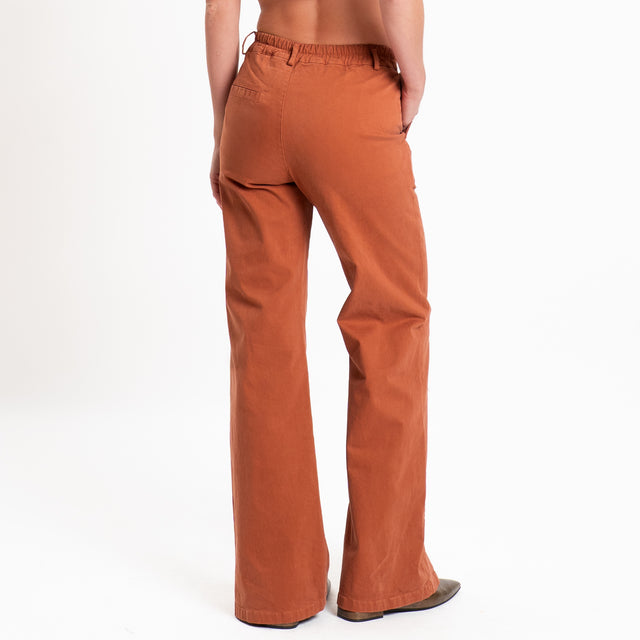 Zeroassoluto-Pantalone LILLY palazzo cotone elasti - rust