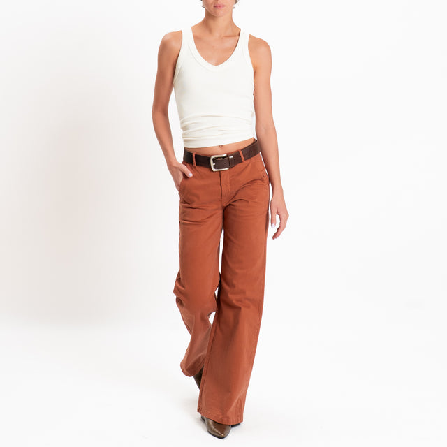 Zeroassoluto-Pantalone LILLY palazzo cotone elasti - rust