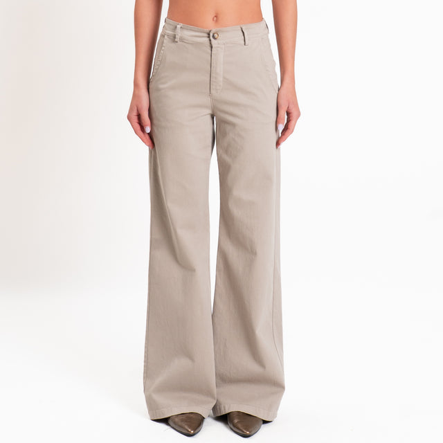 Zeroassoluto-Pantalone LILLY palazzo cotone elasti - stone