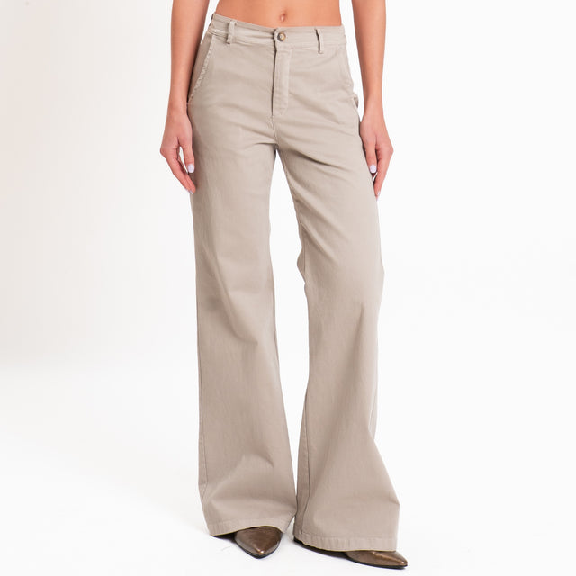 Zeroassoluto-Pantalone LILLY palazzo cotone elasti - stone