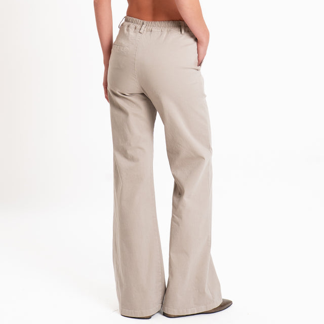Zeroassoluto-Pantalone LILLY palazzo cotone elasti - stone