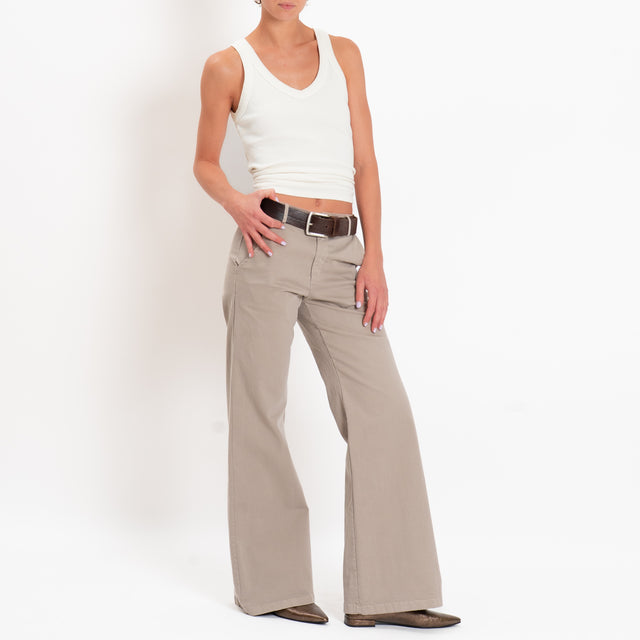 Zeroassoluto-Pantalone LILLY palazzo cotone elasti - stone