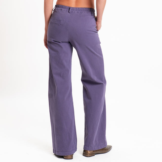 Zeroassoluto-Pantalone LILLY palazzo cotone elasti - uva
