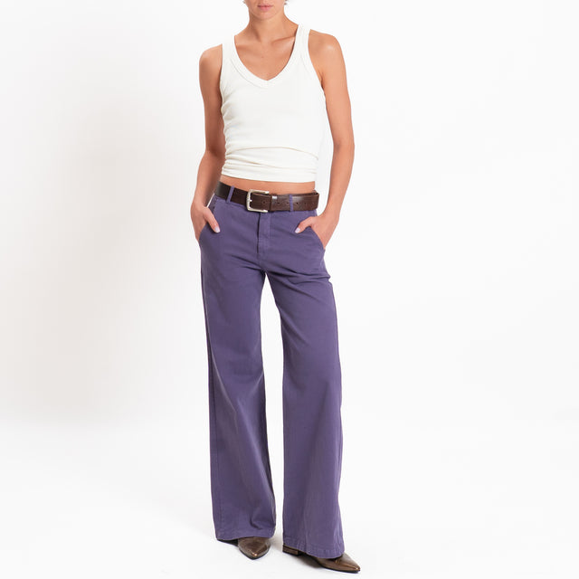 Zeroassoluto-Pantalone LILLY palazzo cotone elasti - uva