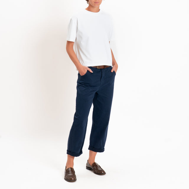 Zeroassoluto-Pantalone LIZ barrel cotone elasticizzato - blu