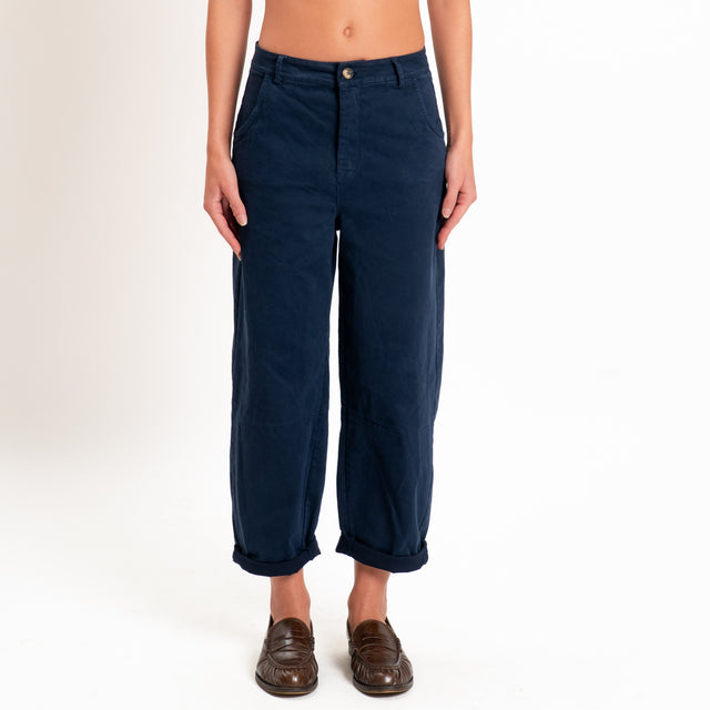 Zeroassoluto-Pantalone LIZ barrel cotone elasticizzato - blu
