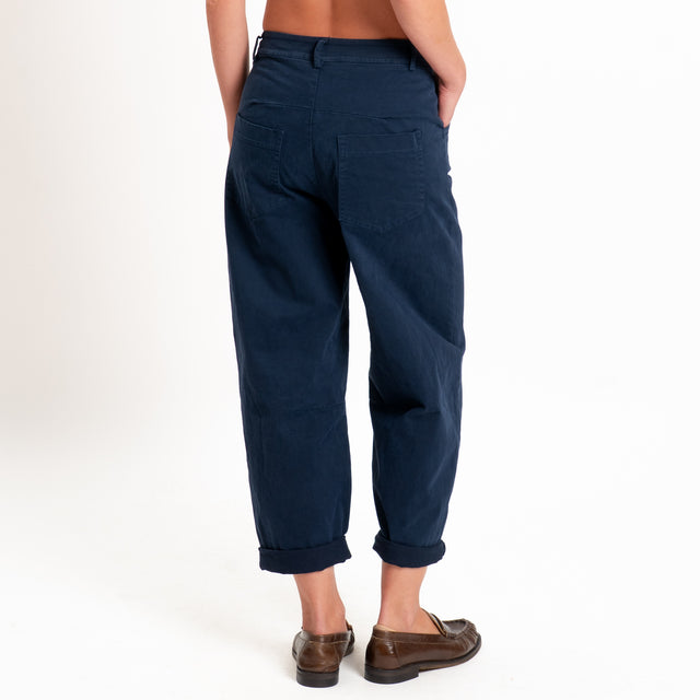 Zeroassoluto-Pantalone LIZ barrel cotone elasticizzato - blu
