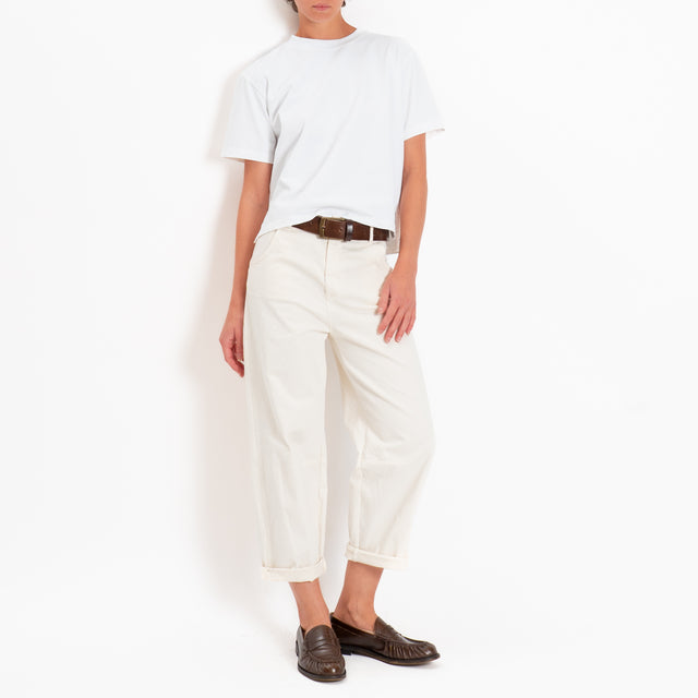 Zeroassoluto-Pantalone LIZ barrel cotone elasticizzato - burro