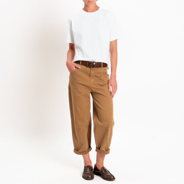 Zeroassoluto-Pantalone LIZ barrel cotone elasticizzato - caramel
