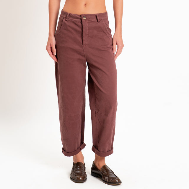 Zeroassoluto-Pantalone LIZ barrel cotone elasticizzato - dusty rose
