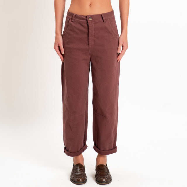 Zeroassoluto-Pantalone LIZ barrel cotone elasticizzato - dusty rose