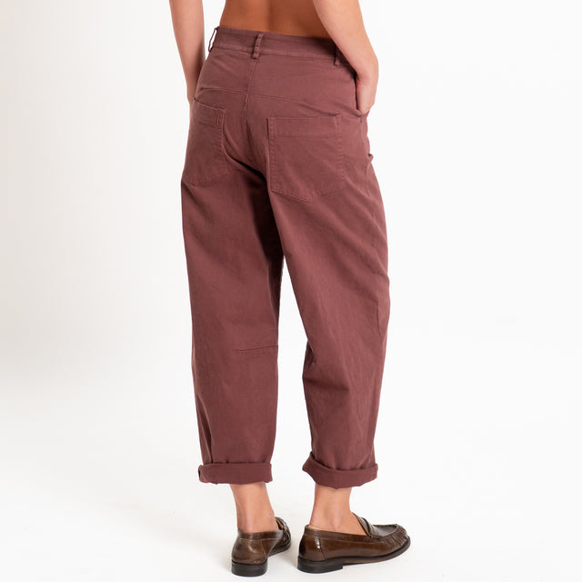 Zeroassoluto-Pantalone LIZ barrel cotone elasticizzato - dusty rose