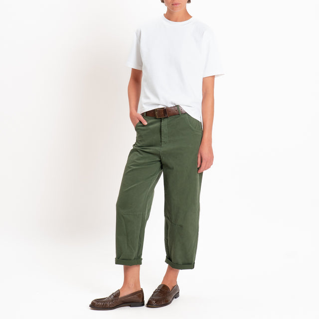 Zeroassoluto-Pantalone LIZ barrel cotone elasticizzato - militare