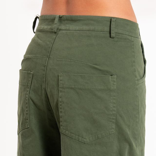 Zeroassoluto-Pantalone LIZ barrel cotone elasticizzato - militare