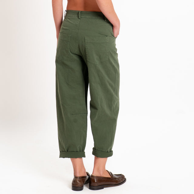Zeroassoluto-Pantalone LIZ barrel cotone elasticizzato - militare