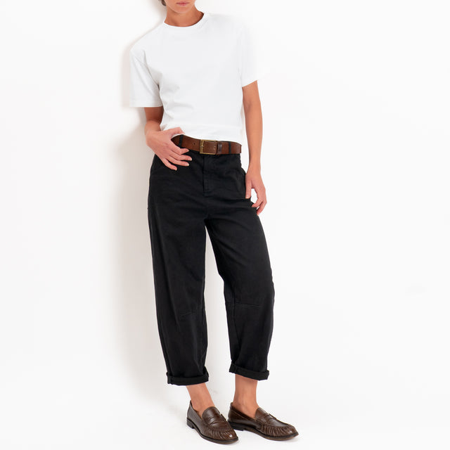 Zeroassoluto-Pantalone LIZ barrel cotone elasticizzato - nero