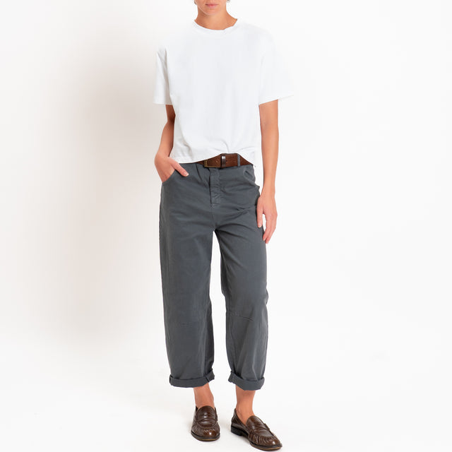Zeroassoluto-Pantalone LIZ barrel cotone elasticizzato - piombo