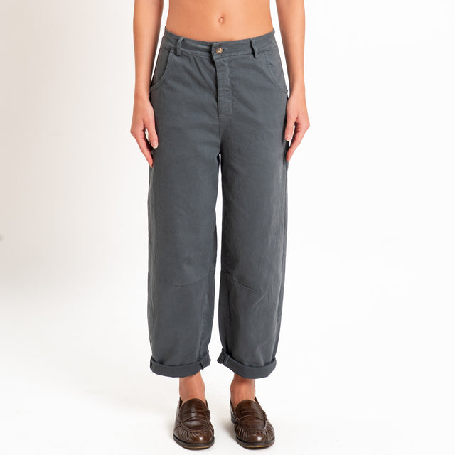 Zeroassoluto-Pantalone LIZ barrel cotone elasticizzato - piombo