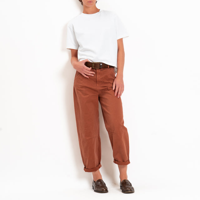 Zeroassoluto-Pantalone LIZ barrel cotone elasticizzato - rust