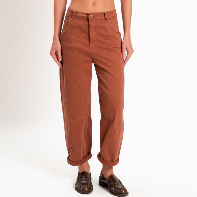 Zeroassoluto-Pantalone LIZ barrel cotone elasticizzato - rust