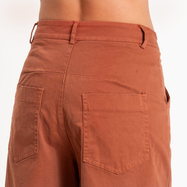Zeroassoluto-Pantalone LIZ barrel cotone elasticizzato - rust