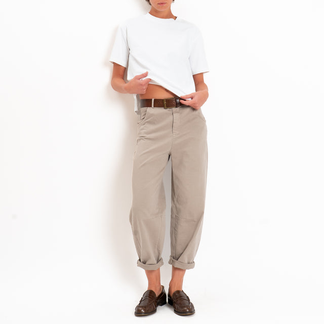 Zeroassoluto-Pantalone LIZ barrel cotone elasticizzato - stone