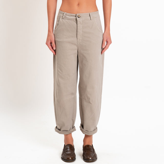 Zeroassoluto-Pantalone LIZ barrel cotone elasticizzato - stone