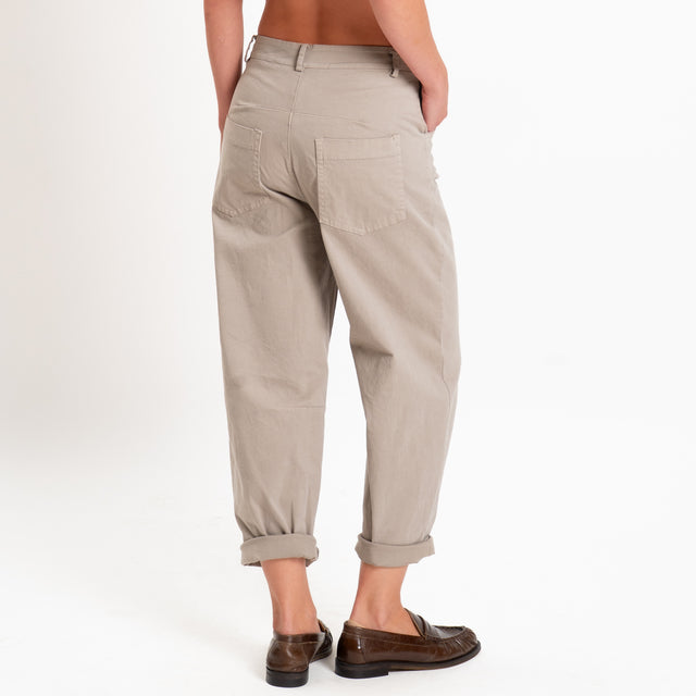 Zeroassoluto-Pantalone LIZ barrel cotone elasticizzato - stone