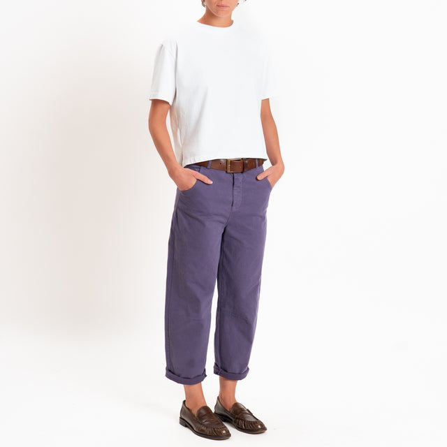 Zeroassoluto-Pantalone LIZ barrel cotone elasticizzato - uva